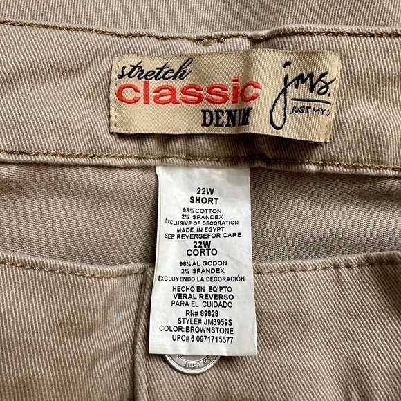 JUST MY SIZE, NWT, WOMENS, SLIMMING, STRETCH JEANS IN KHAKI. SIZE 22W SHORT - Picture 5 of 7